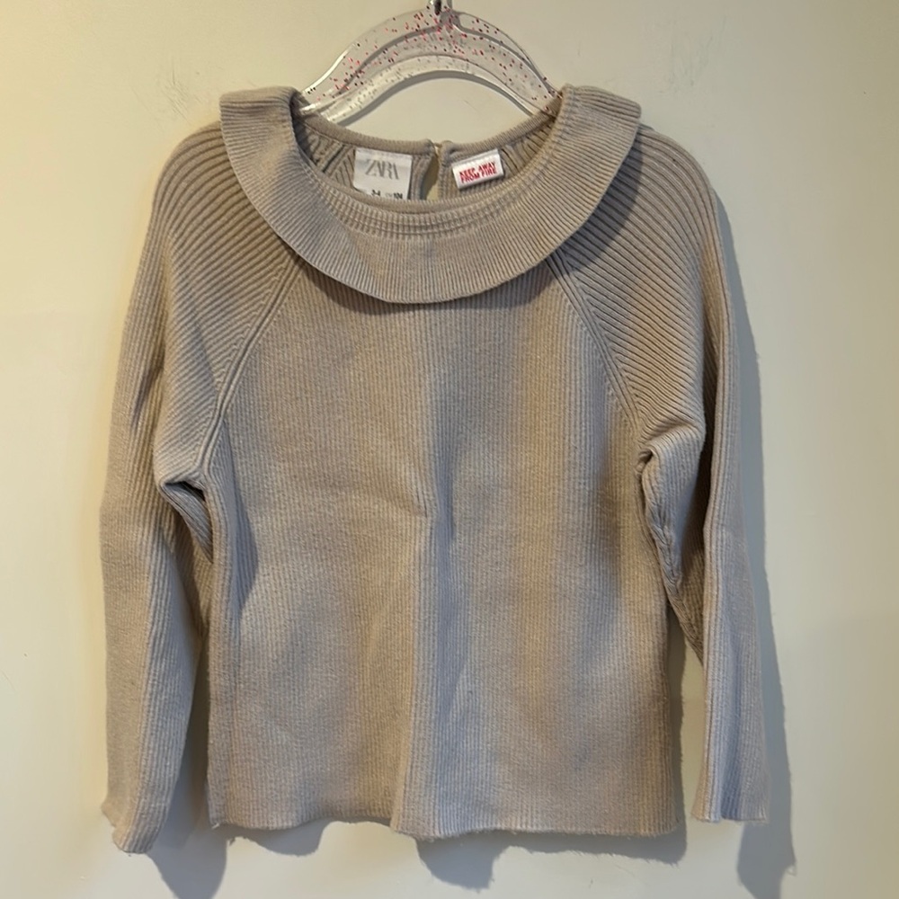 Zara Beige Ribbed Women Sweater